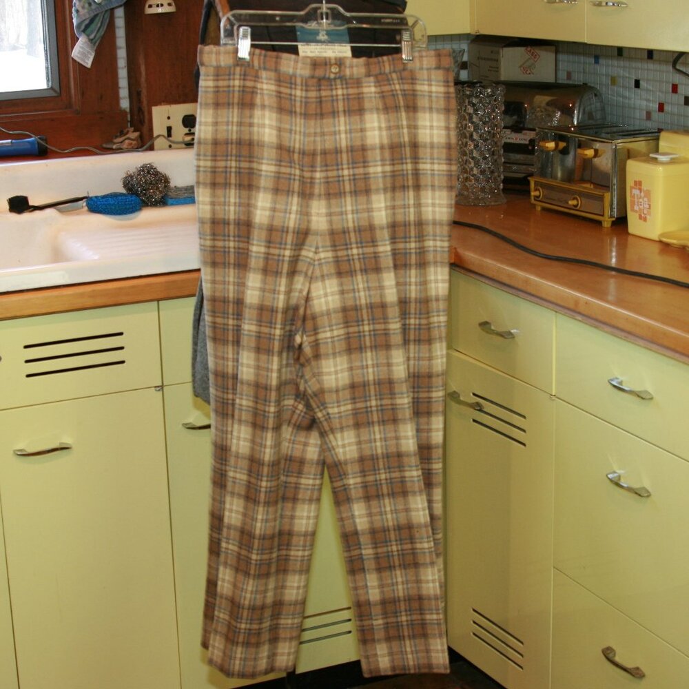 Vintage Pendleton Wool Pants Plaid Lined Dress Slacks